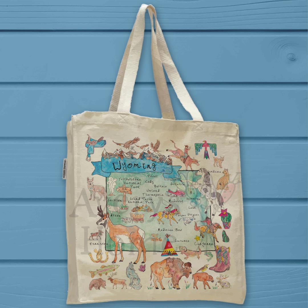 Wyoming Map Organic Cotton Tote Bag – Rodeo & Range