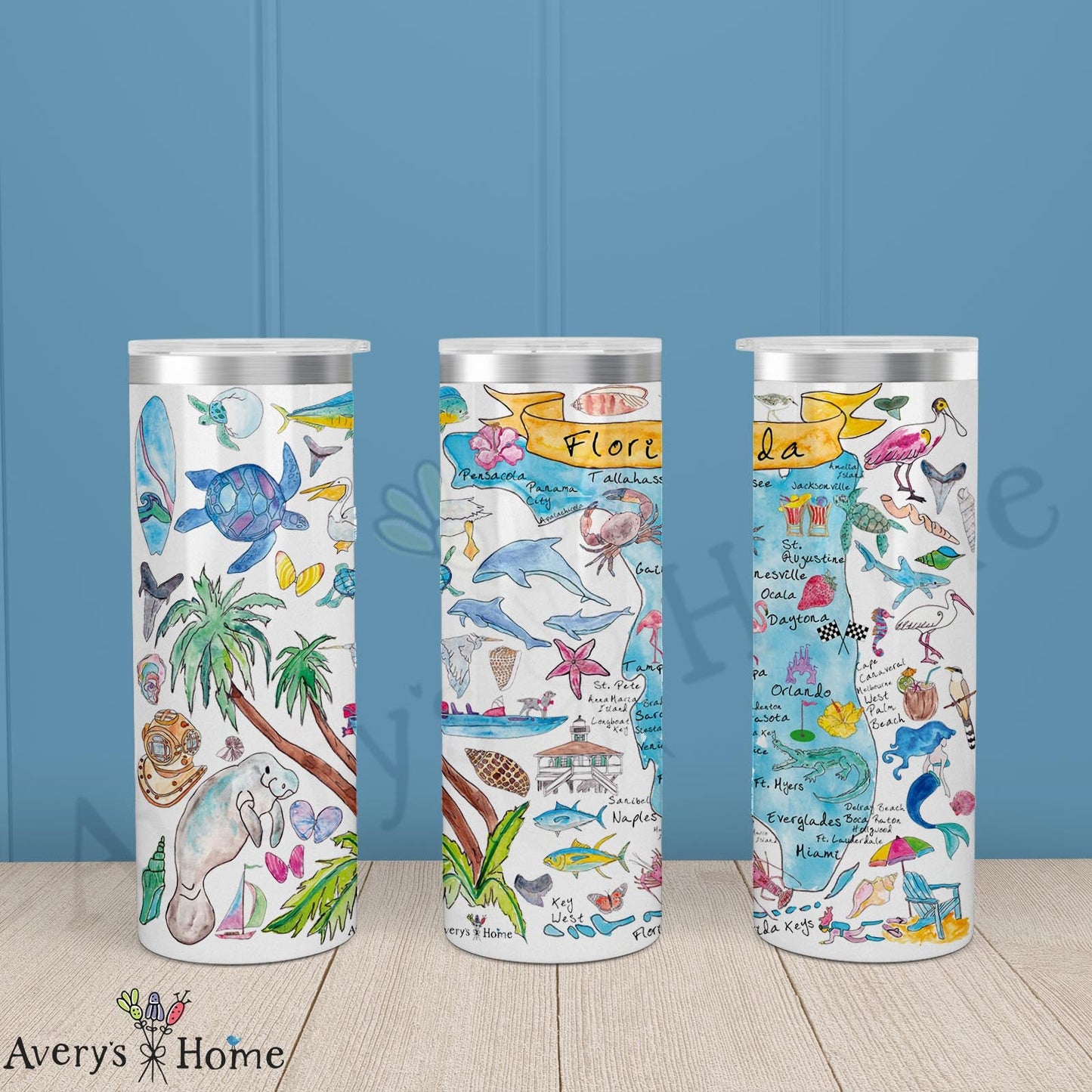 Florida State Map 20oz Skinny Tumbler