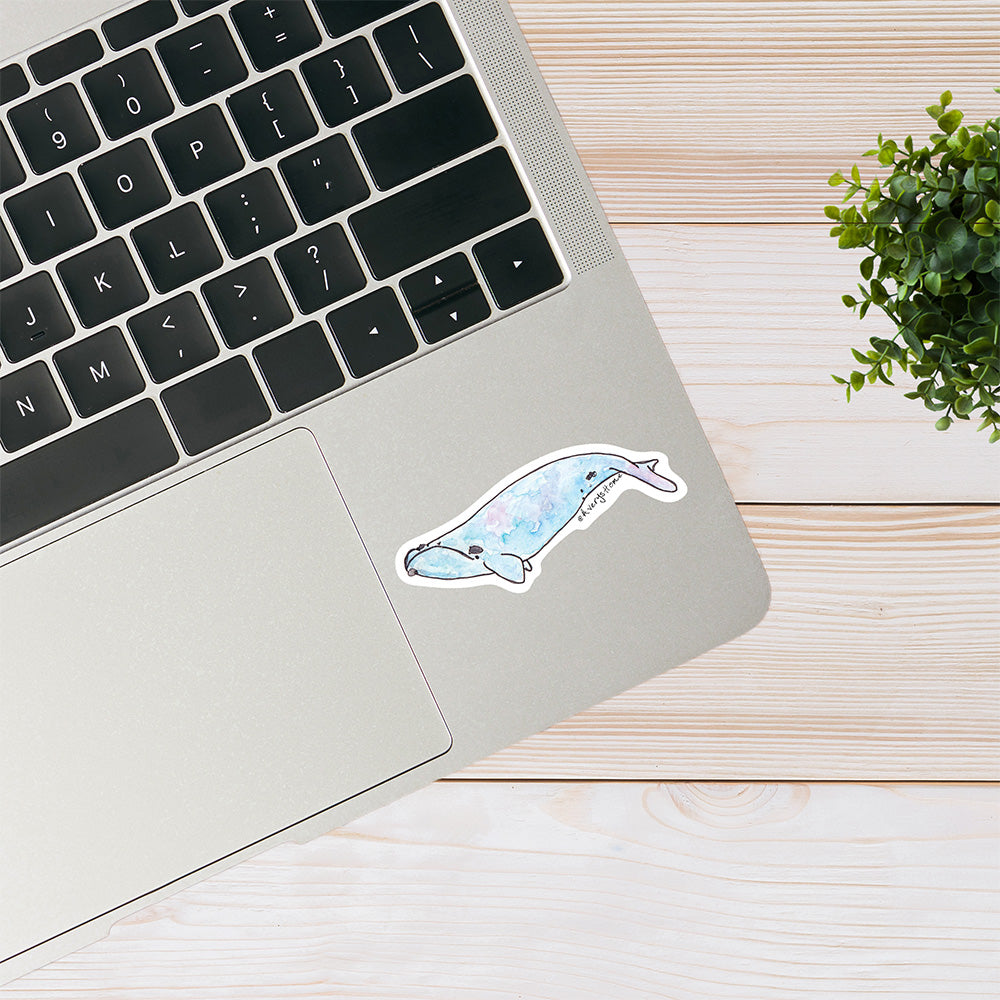 Right Whale Art 3" White Vinyl Die-Cut Sticker
