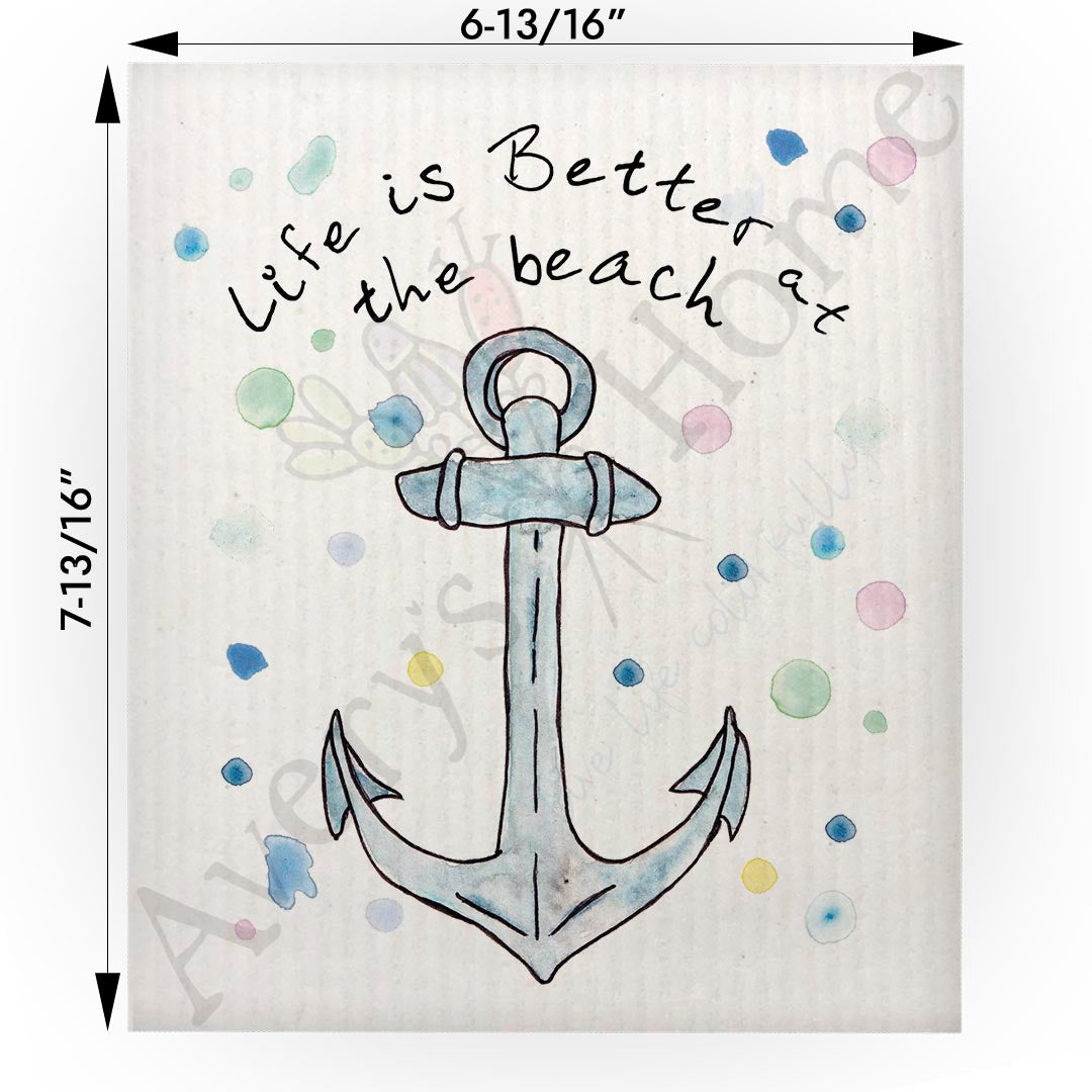 Life Is Better at the Beach Swedish Cloth