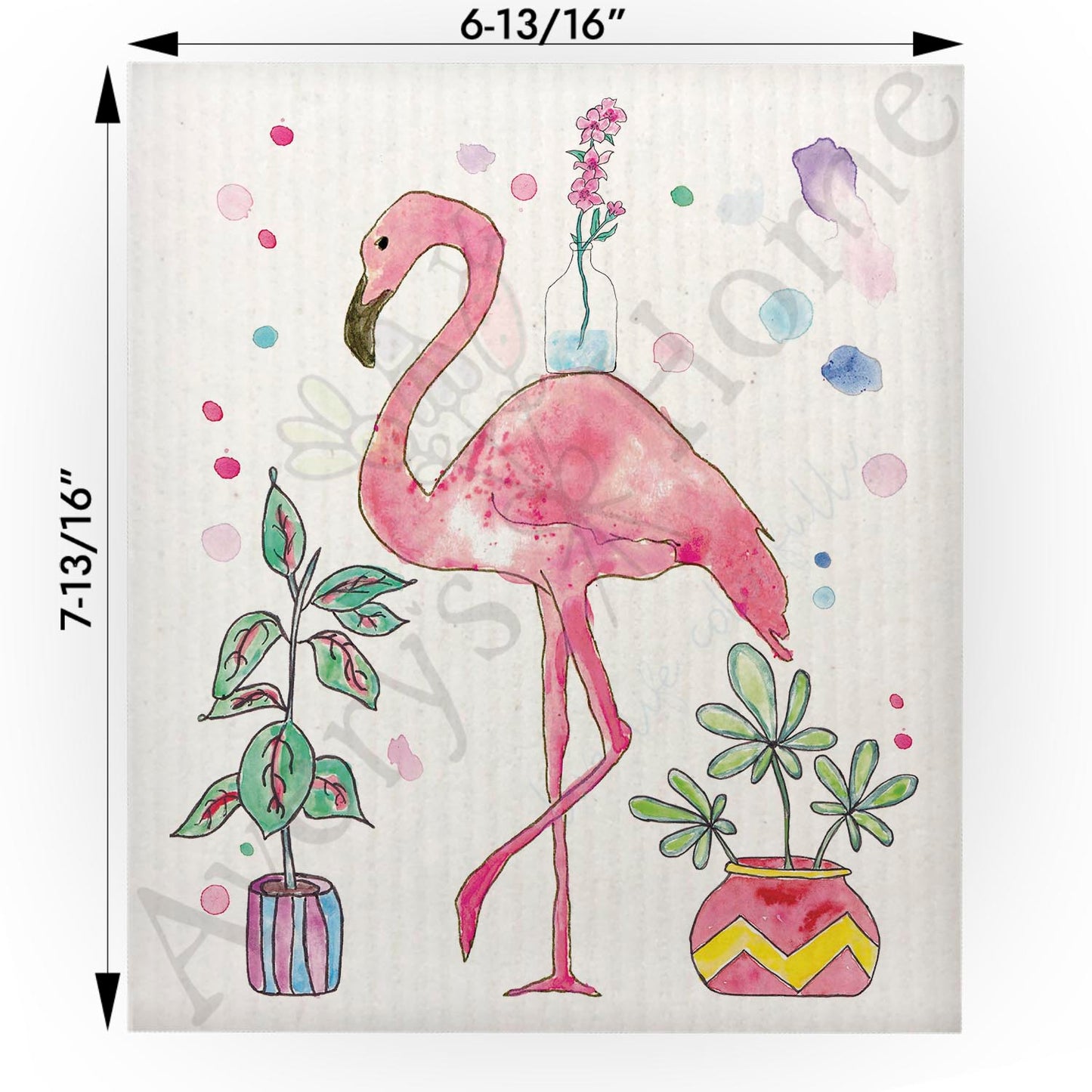 Flamingo With Plants Swedish Cloth