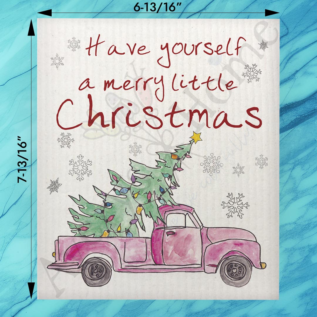 Truck & Christmas Tree Swedish Dishcloth – Cozy Holiday Tradition