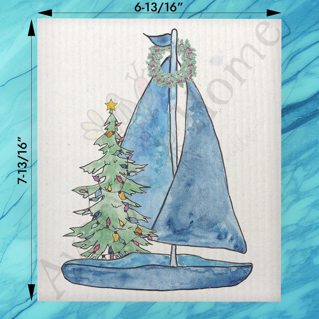 Sailboat Christmas Tree Swedish Dishcloth – Wind & Wonder