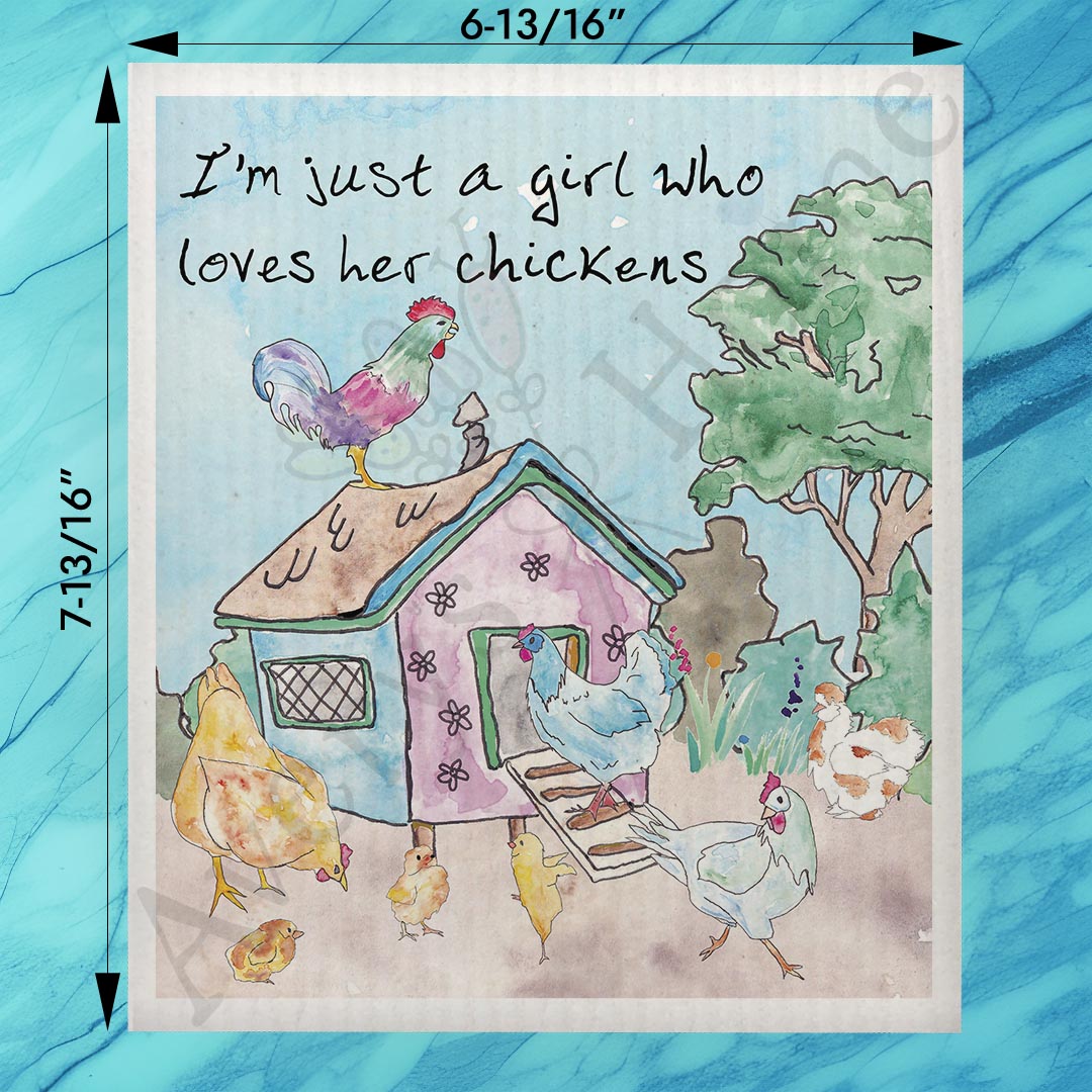 Girl Who Loves Her Chickens Swedish Dishcloth – Coop Queen