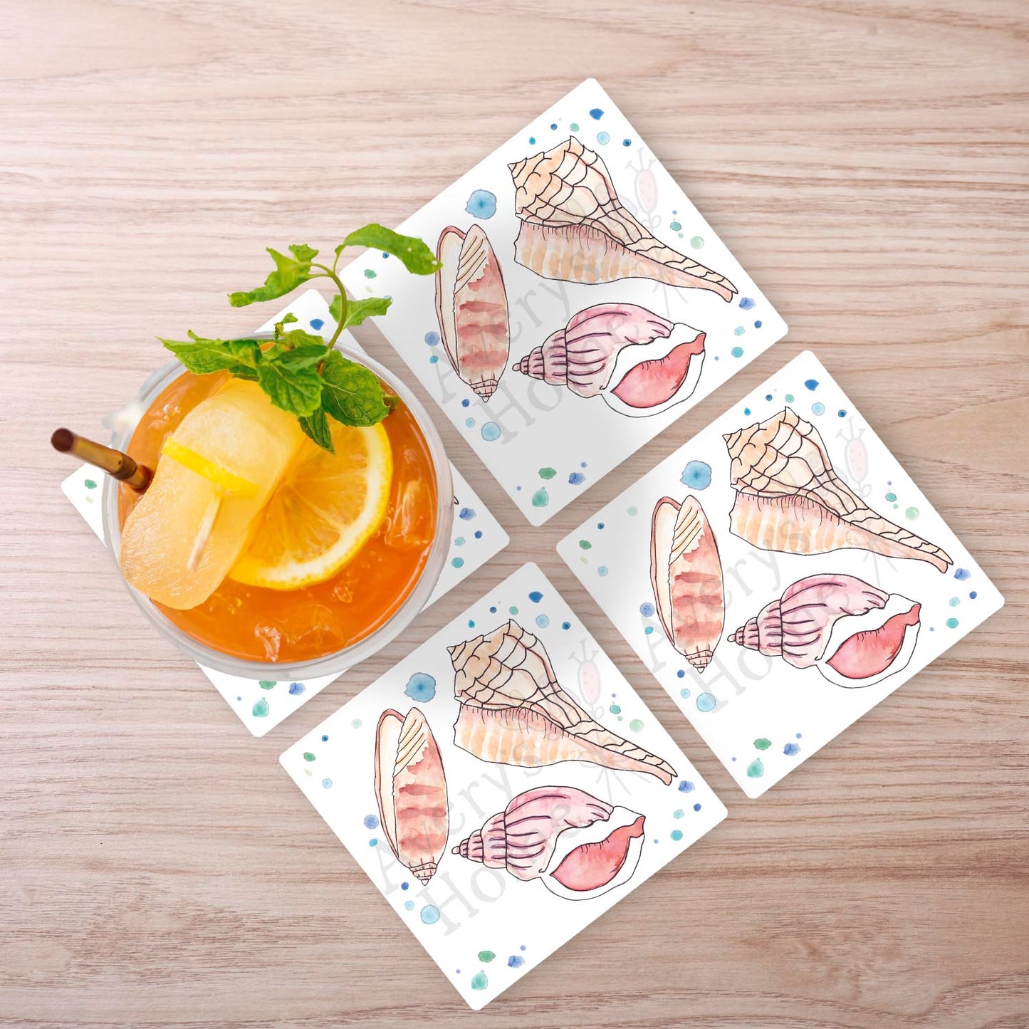 Seashell 1 Stone Coaster