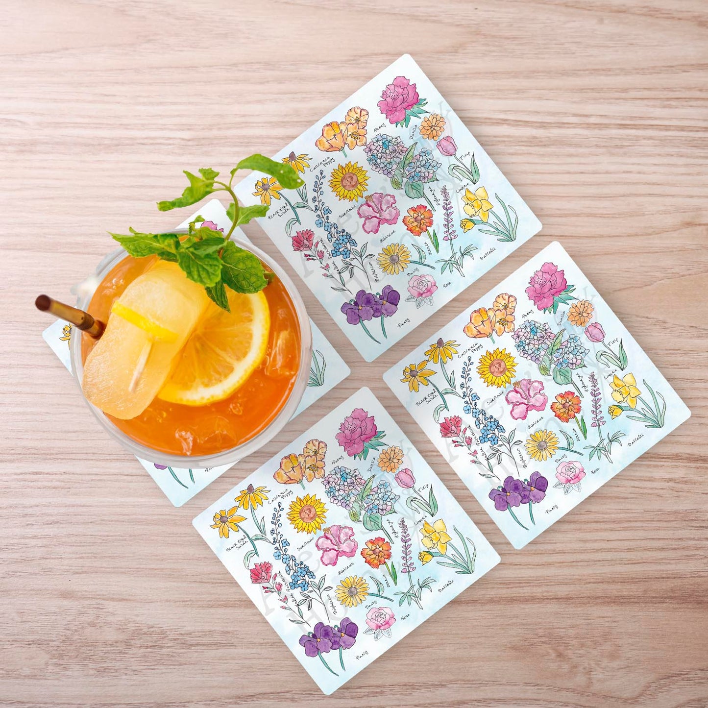 Summer Flowers Stone Coaster