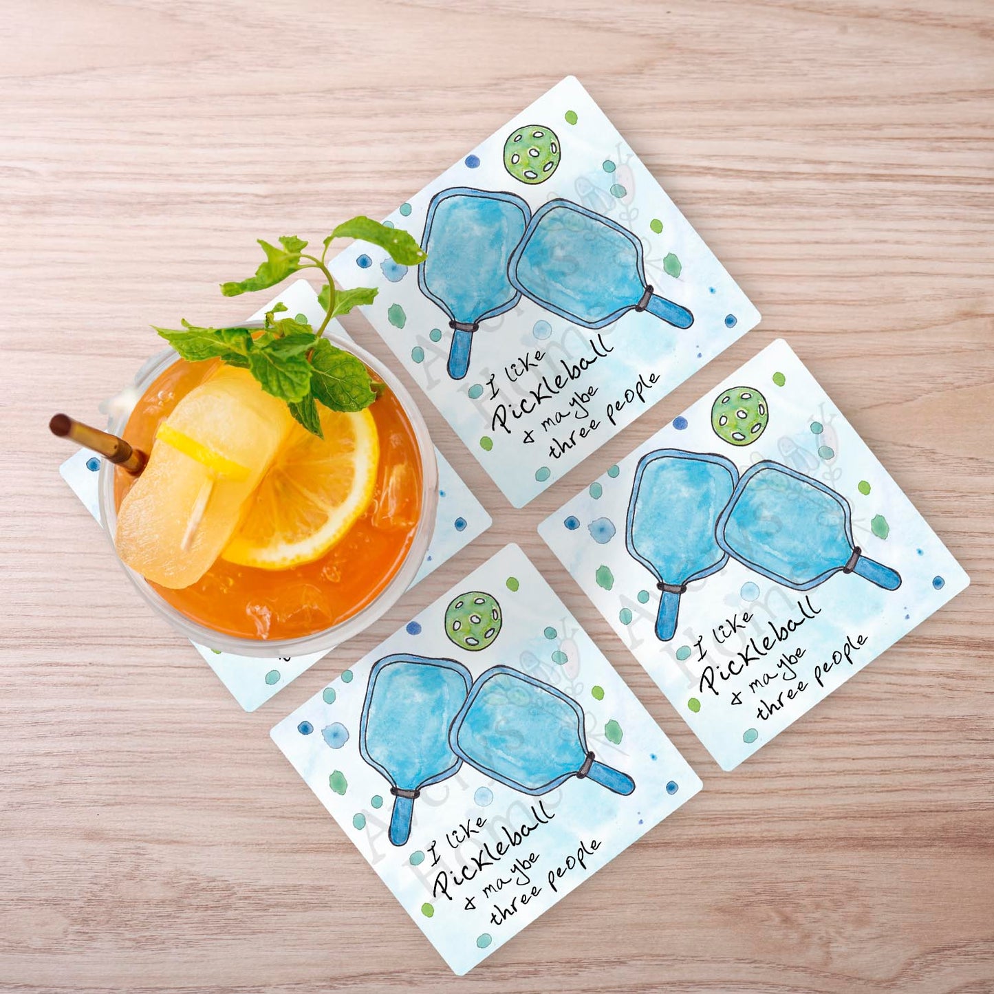I Like Pickleball & Three People Stone Coaster
