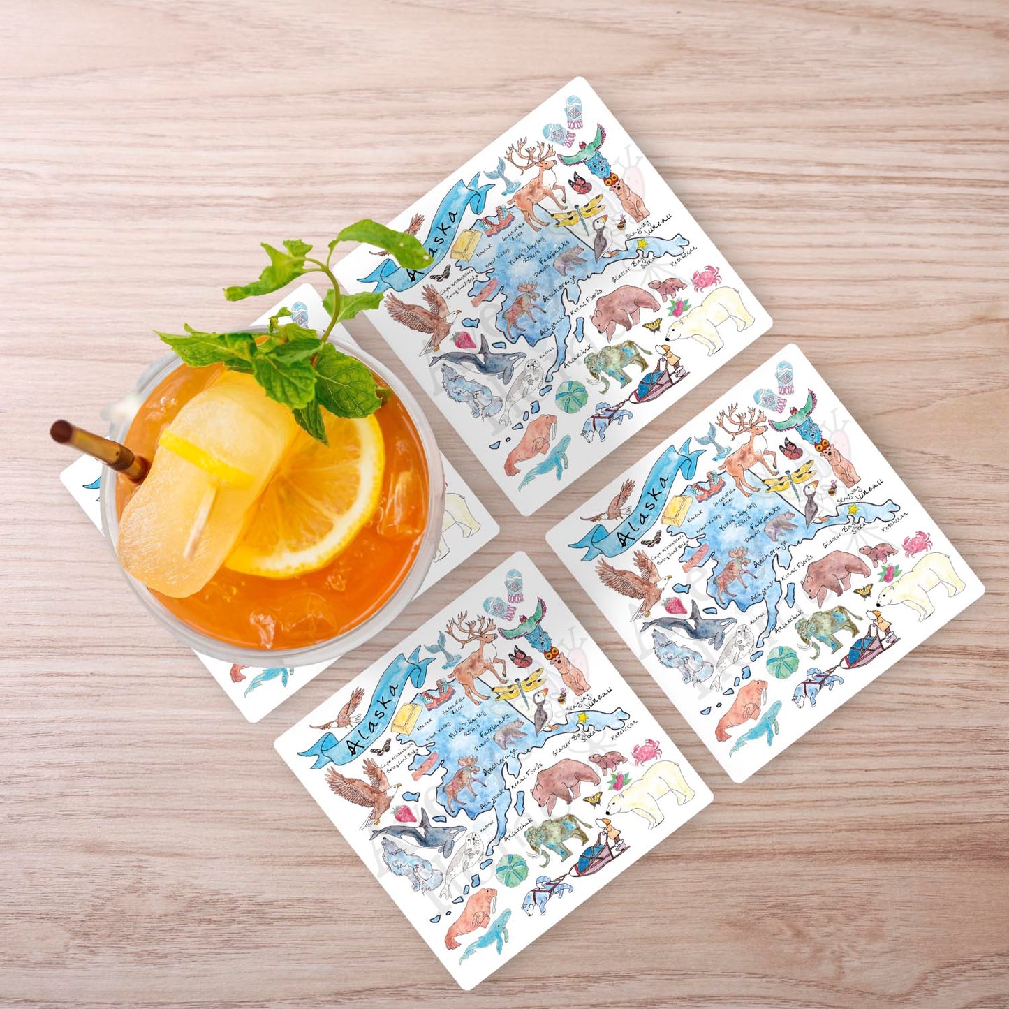 Alaska Map Stone Coaster