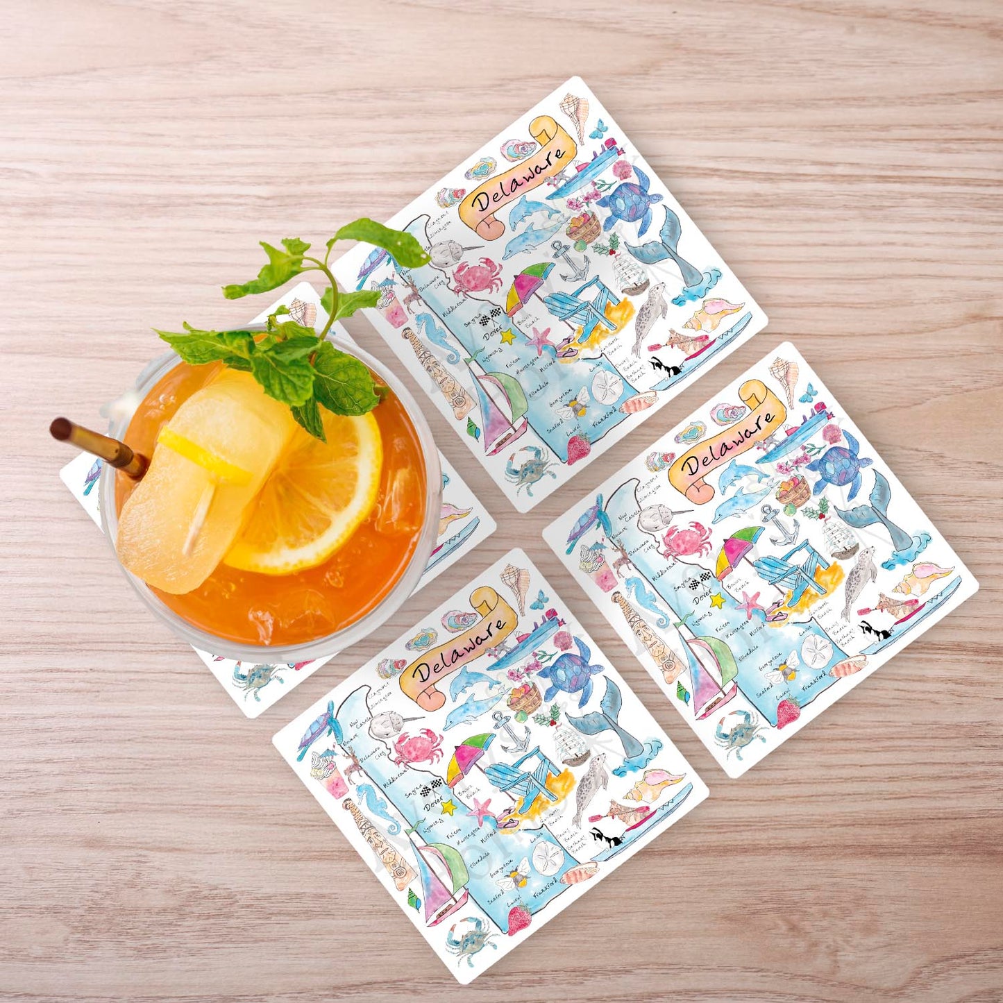 Delaware Map Stone Coaster