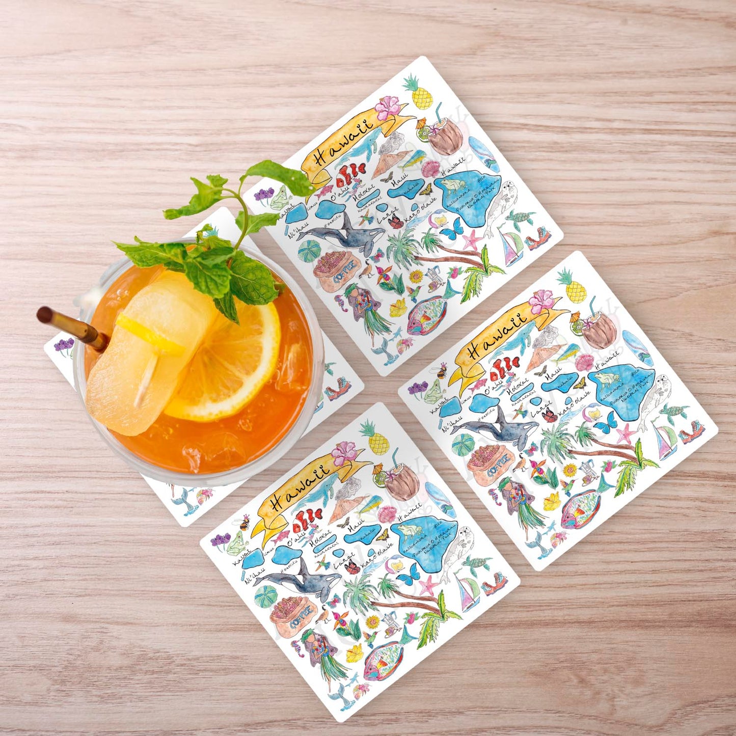 Hawaii Map Stone Coaster