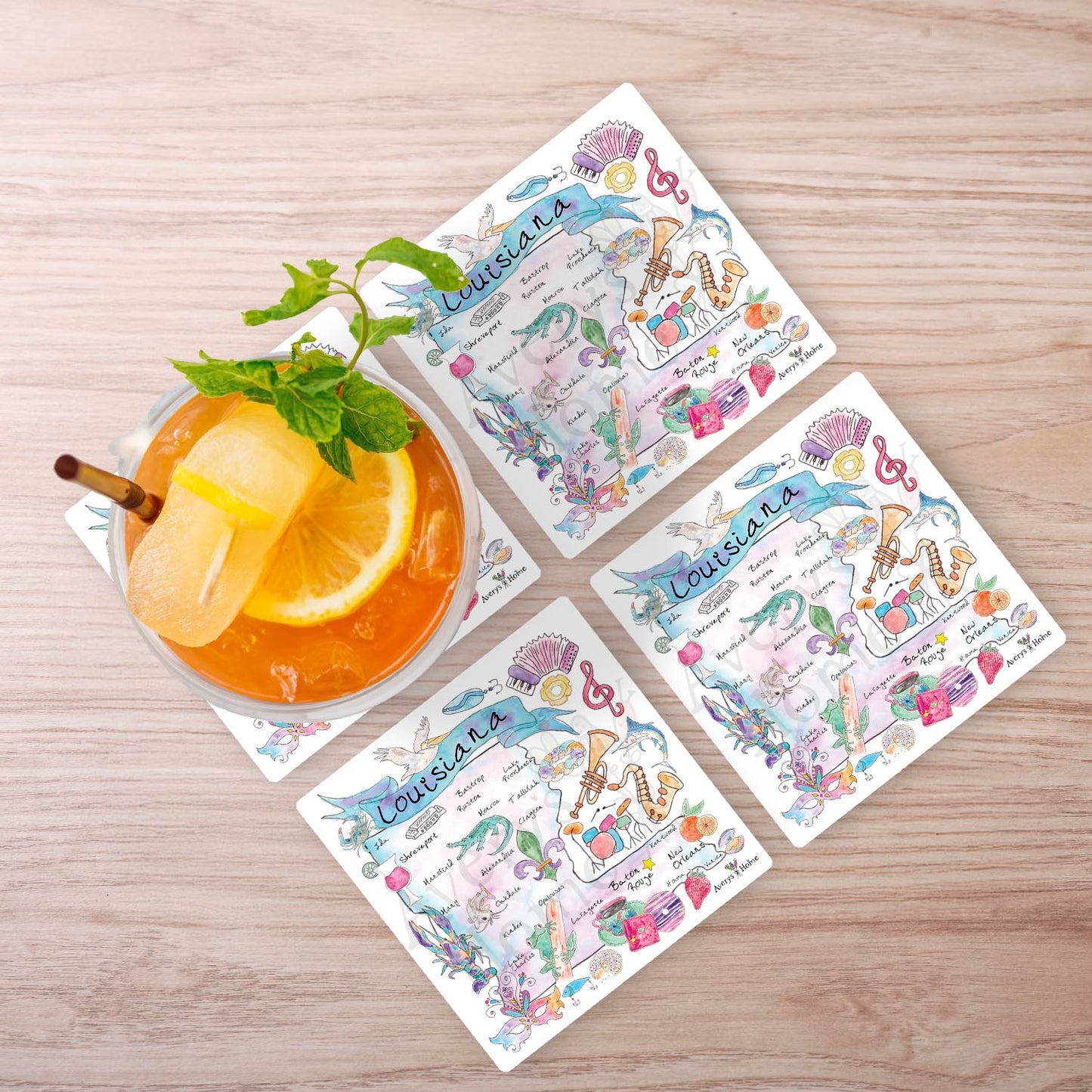 Louisiana Map Stone Coaster
