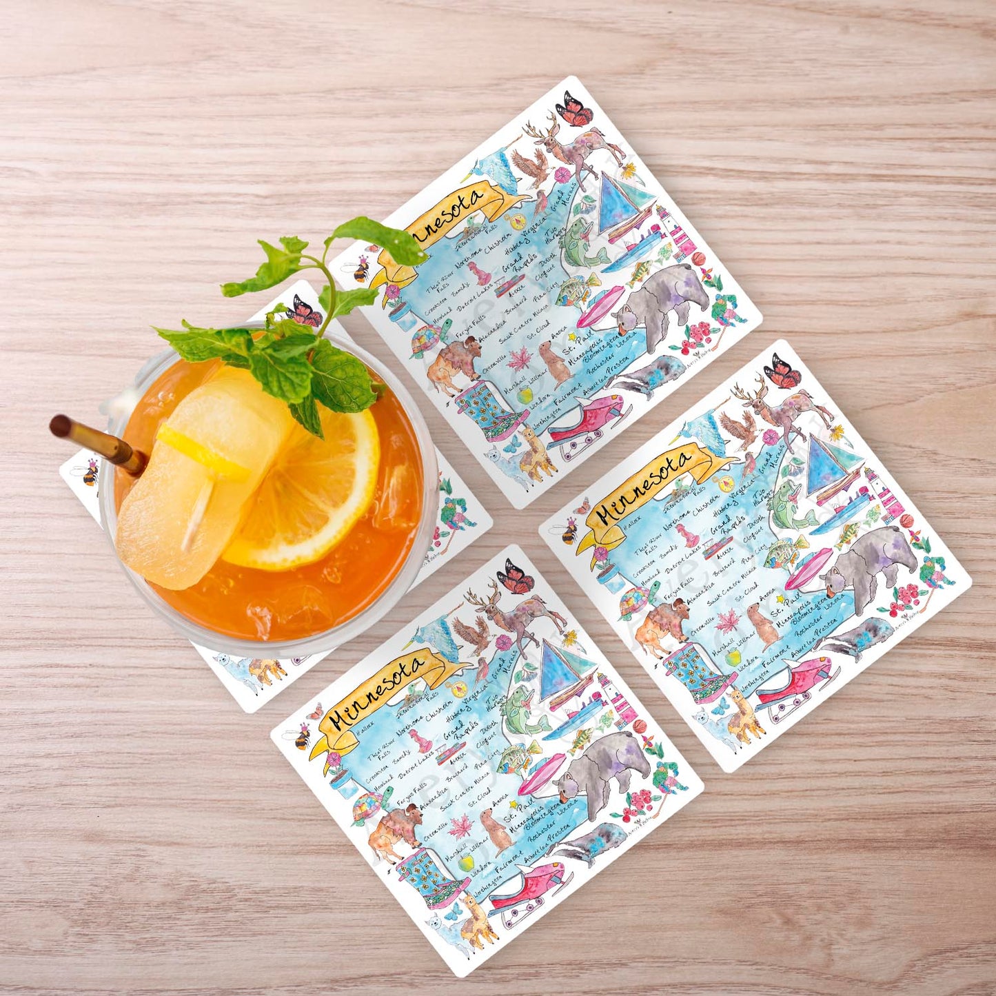 Minnesota Map Stone Coaster