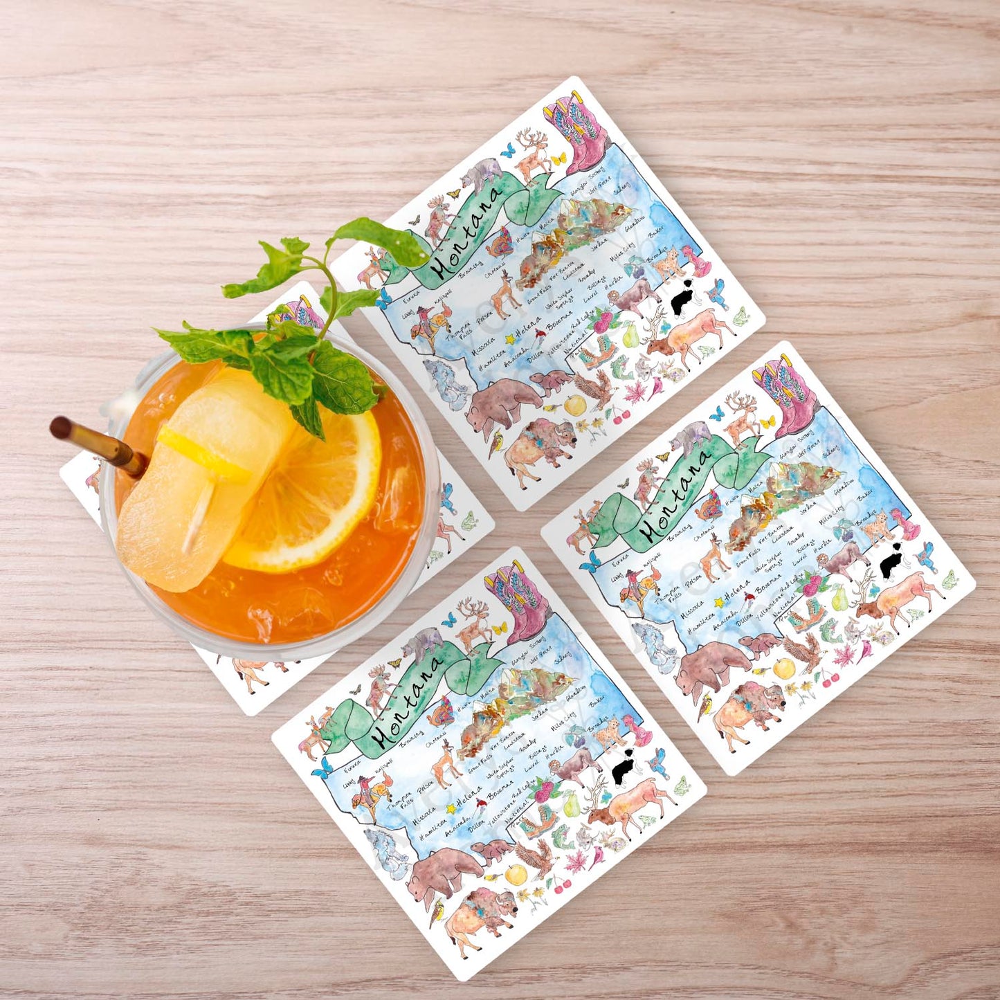 Montana Map Stone Coaster