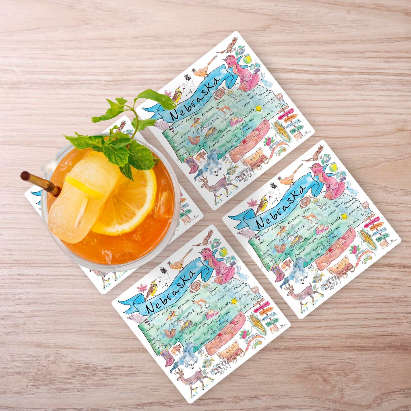 Nebraska Map Stone Coaster