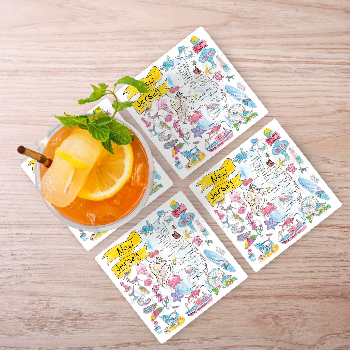 New Jersey Map Stone Coaster