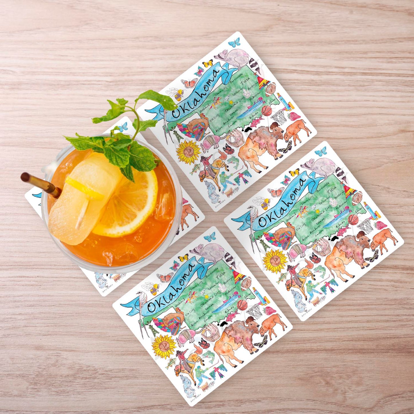 Oklahoma Map Stone Coaster