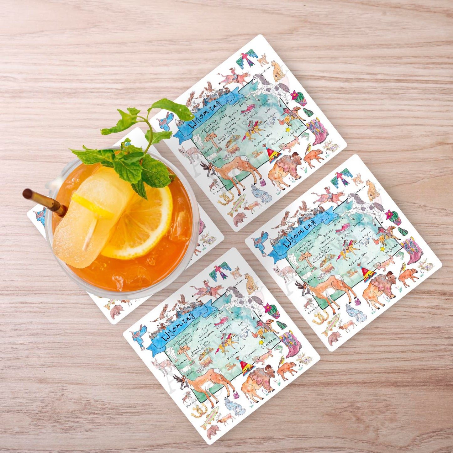 Wyoming Map Stone Coaster