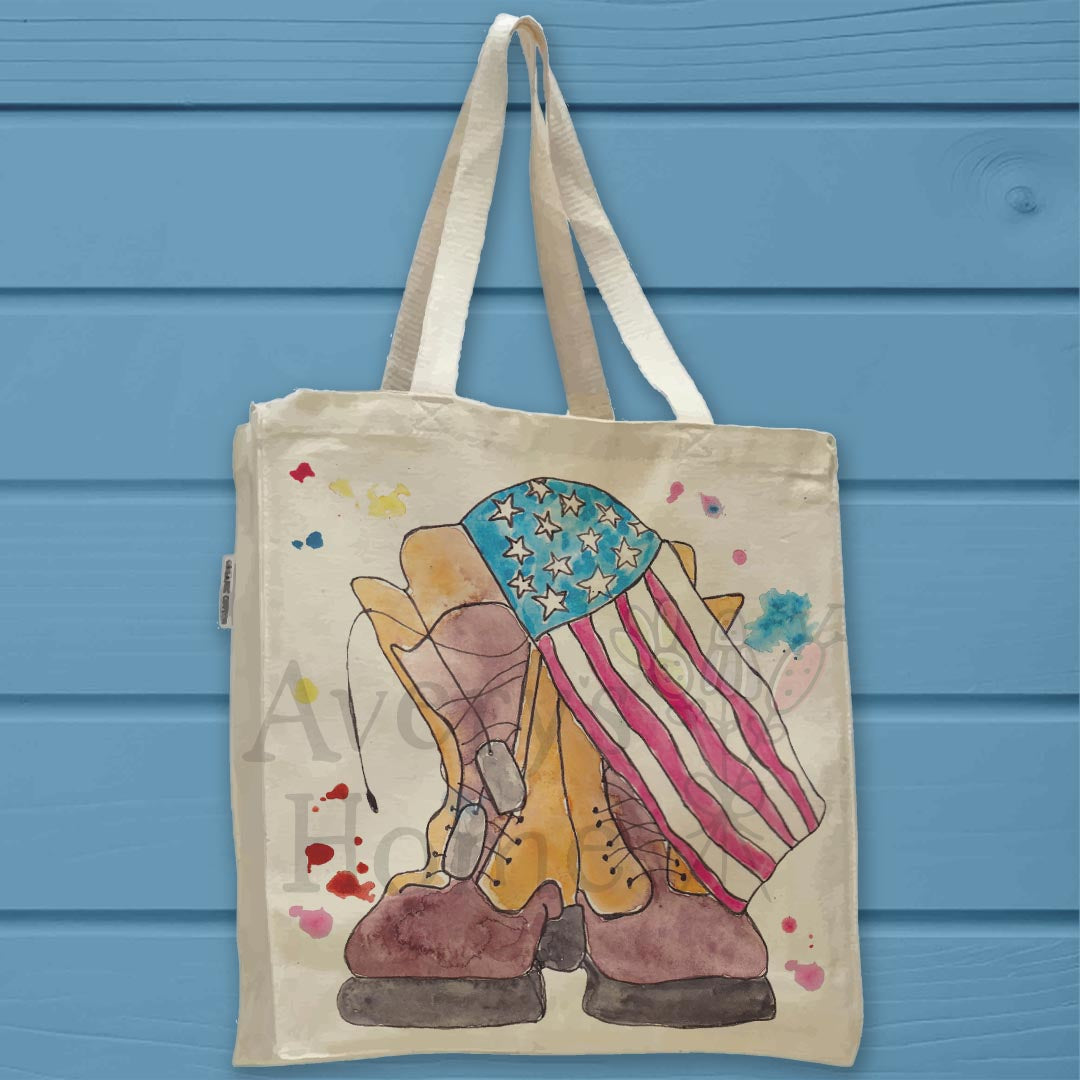Heroes Wear Combat Boots Organic Cotton Tote Bag – Service & Strength