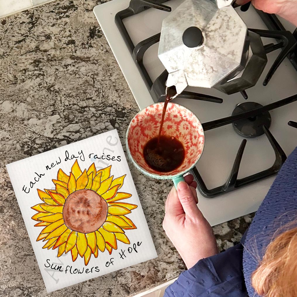 Sunflowers of Hope Swedish Dishcloth – Bright, Brave & Blooming