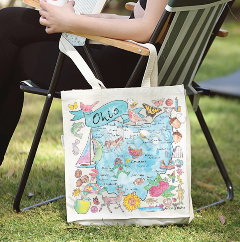 Ohio State Map Organic Mountain Souvenir Beach Tote Bag