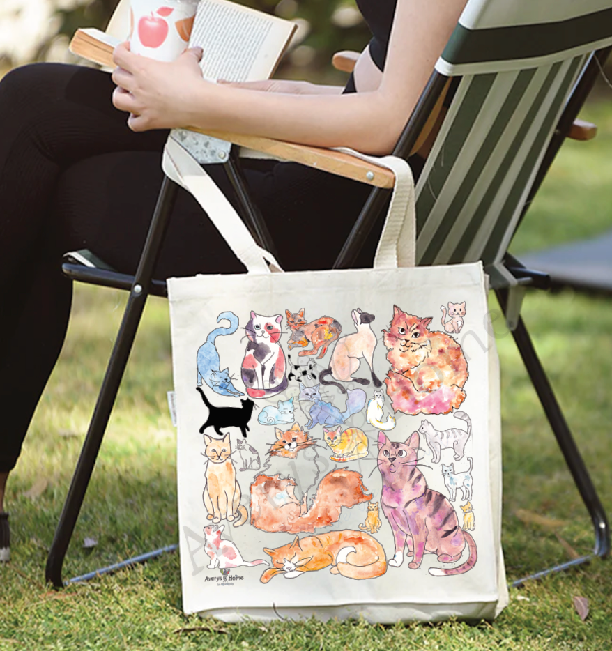 Cat Breeds Eco Friendly Organic Cotton Large Tote Bag