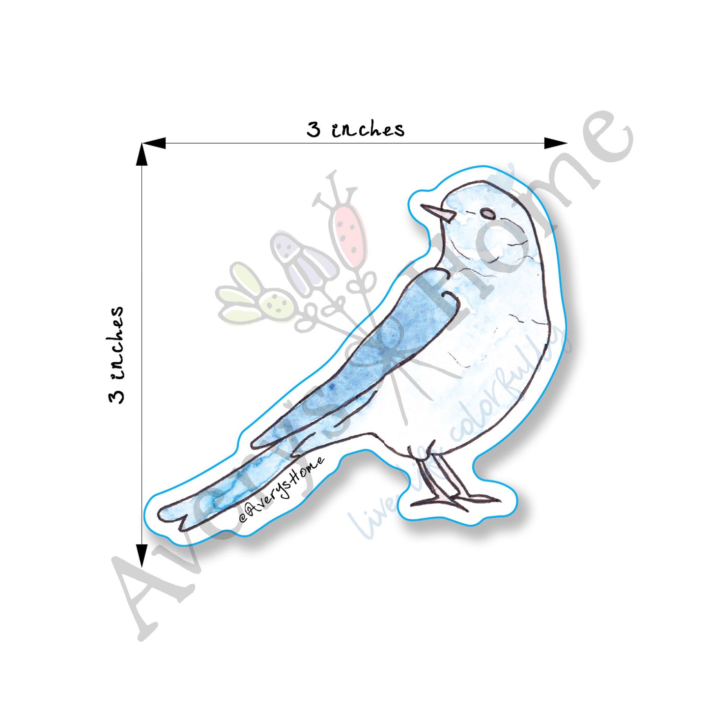 Mountain Blue Bird 3" White Vinyl Die-Cut Sticker