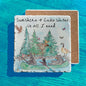 Sunshine & Lake Water Bear Canoe Tumbled Edge Stone Trivet
