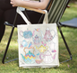Tea Pots & Birds Eco Friendly Organic Cotton Large Tote Bag