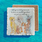 Guardian Angels Dog Watercolor Art Tumbled Edge Stone Trivet