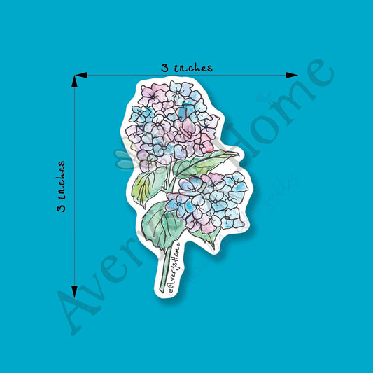 Hydrangea Watercolor Art Permanent 3" Vinyl Die-Cut Sticker