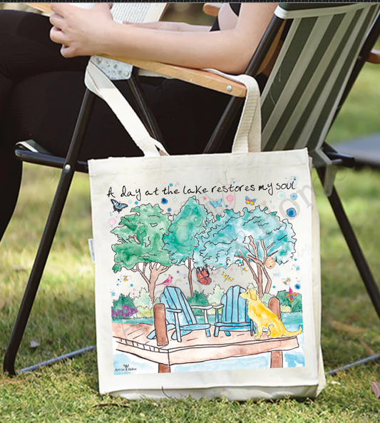 A day at the Lake Customizable Organic Cotton Tote Bag