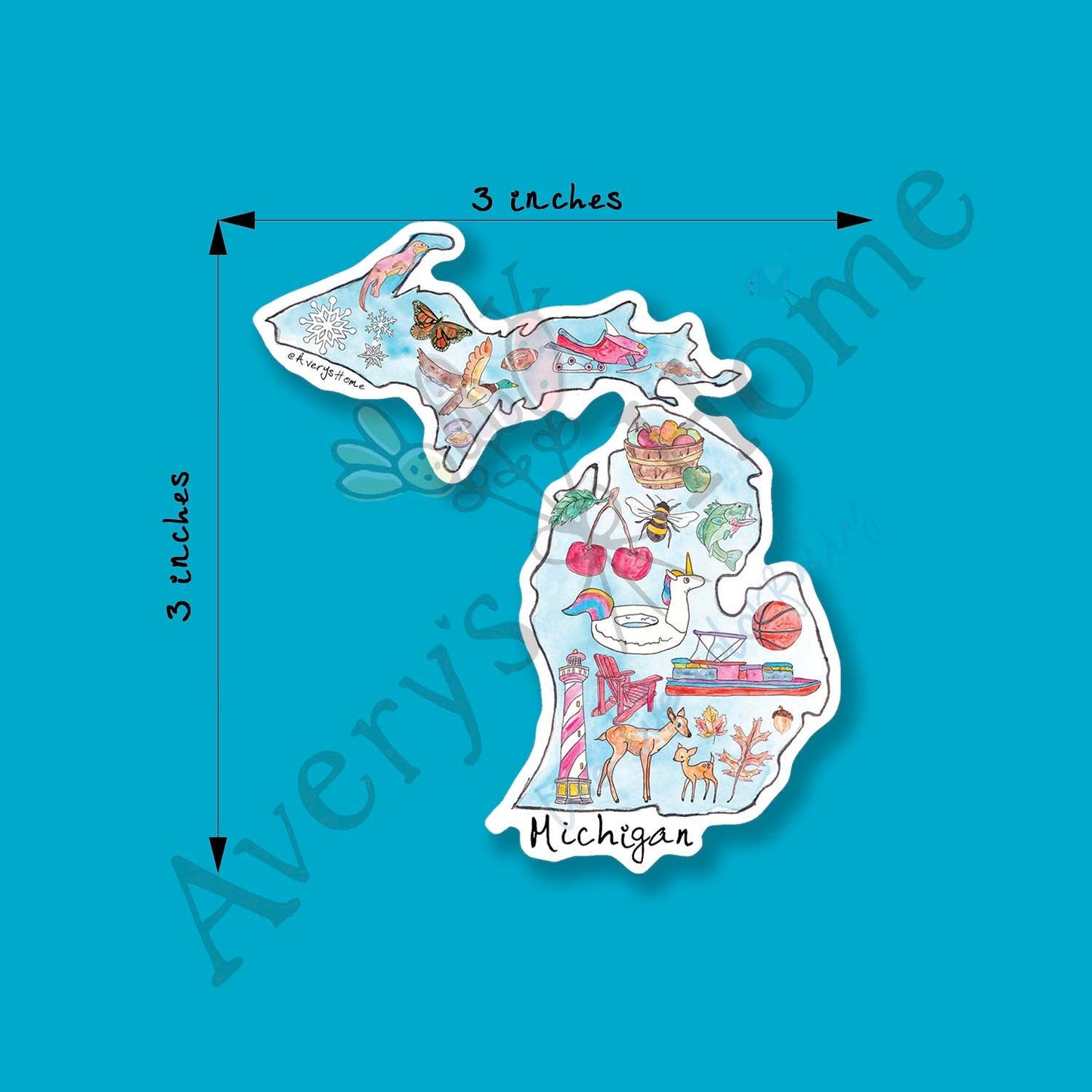 Michigan State Icon Map Art 3" White Vinyl Die-Cut Sticker