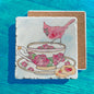 Cardinal Rose Tea Cup Party Spring Tumbled Edge Stone Trivet