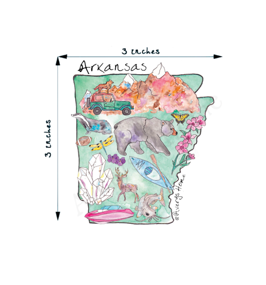 Arkansas State Icon Map Art 3" White Vinyl Die-Cut Sticker