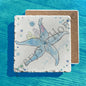 Blue Starfish Beach Watercolor Art Tumbled Stone Trivet