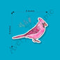 Cardinal Watercolor Permanent 3" White Vinyl Die-Cut Sticker