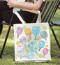 Pickleball Paddles Colorful Organic Cotton Large Tote Bag