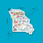 Missouri State Icon Map Art 3" White Vinyl Die-Cut Sticker