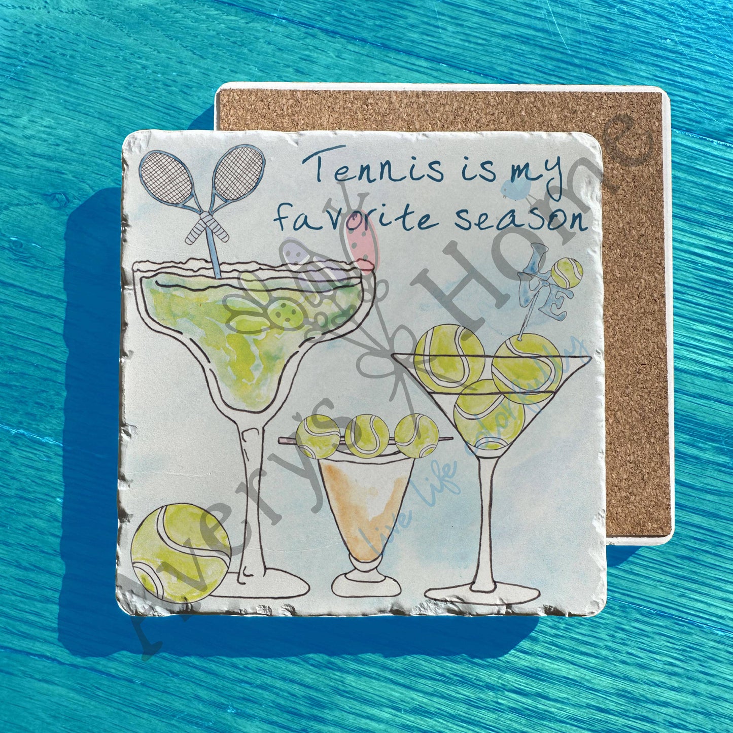 Tennis is my Favorite Season Martini Tumbled Stone Trivet