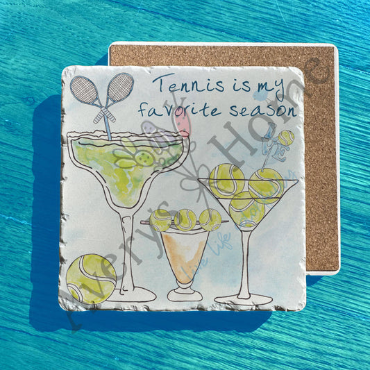 Tennis is my Favorite Season Martini Tumbled Stone Trivet