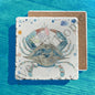 Blue Crab Watercolor Art Tumbled Stone Trivet