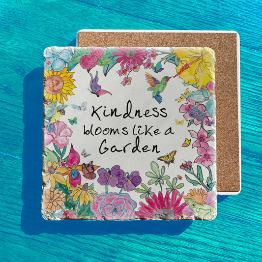 Kindness Blooms Like a Garden Spring Tumbled Stone Trivet