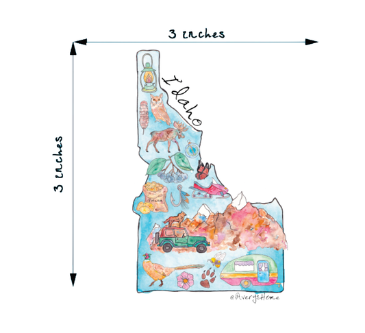 Idaho State Icon Map Art 3" White Vinyl Die-Cut Sticker