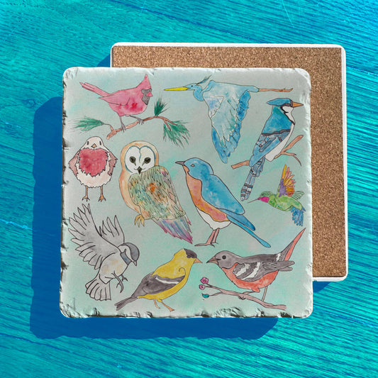Northern Birds Tumbled Edge Stone Trivet – Backyard Birdwatcher Gift