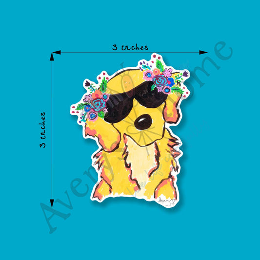 Stay Golden Retriever Art Permanent 3" Vinyl Die-Cut Sticker