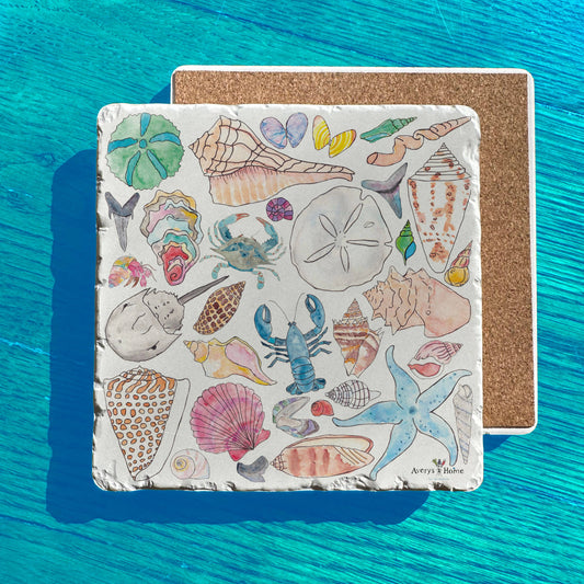 Sea Shell Collector Tumbled Stone Trivet – Beachcomber Gift