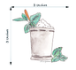 Mint Julep Derby Cocktail Art 3" White Vinyl Die-Cut Sticker