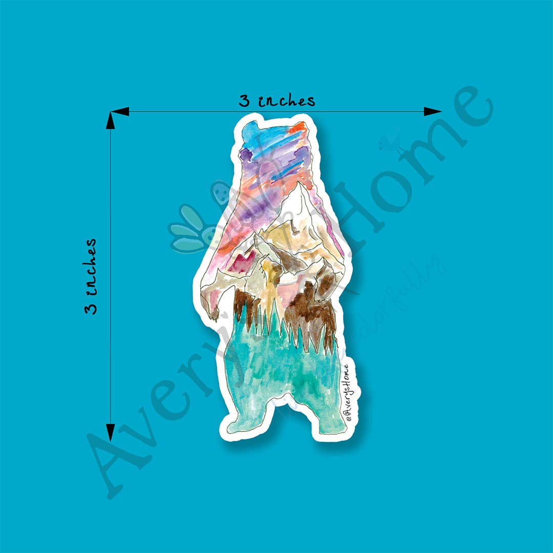 Mountain Bear Art Permanant 3" Vinyl Die-Cut Sticker