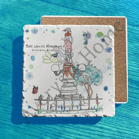 Custom/Locale Boll Weevil Monument Tumbled Stone Trivet