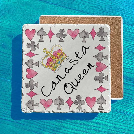 Canasta Queen Playing Card Tumbled Edge Stone Trivet
